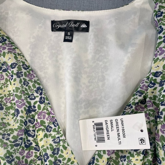 Crystal Doll Floral Mini Dress - Green and Purple - Picture 3 of 3